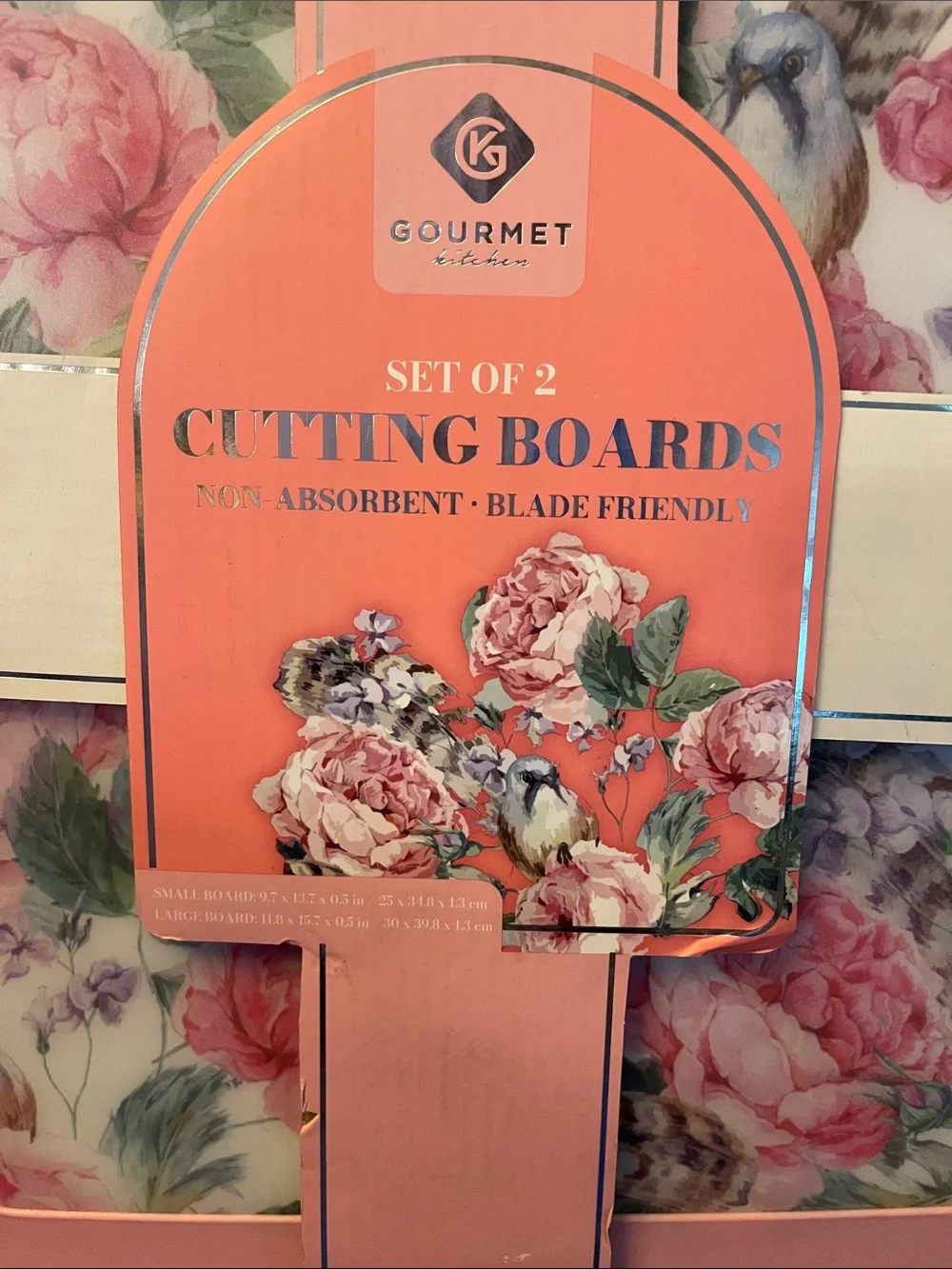 Gourmet Kitchen Floral Pink Cutting Boards - Set of 2